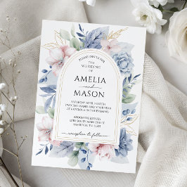 Dusty Blue and Blush Pink Floral Arch Wedding Inbjudningar