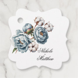 Dusty Blue and Cotton Wedding Thank You Gåvor Etiketter