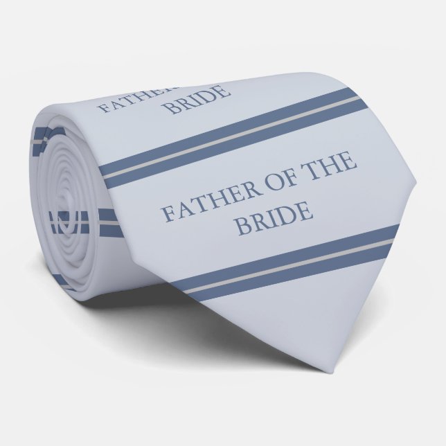 Dusty Blue and Grått Blommigt Far of BRIDE/GROOM Slips (Rullad)