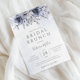 Dusty Blue and Navy Blommigt Elegant Brunch Möhipp Inbjudningar