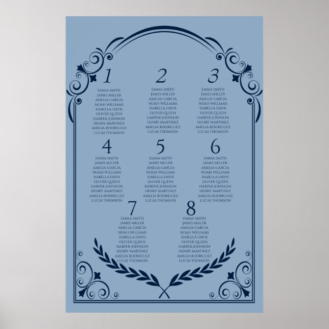 Dusty Blue and Navy Seating Chart Poster 2 of 3 (Framsidan)