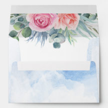 Dusty Blue and Rosa Blommigt Modern Elegant