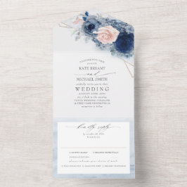 Dusty Blue and Rosa Flowers Elegant Modern Bröllop