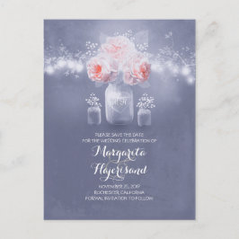 Dusty Blue and Save Date Meddelande Vykort