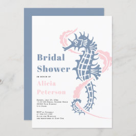 Dusty Blue and  seahorse möhippa Inbjudningar