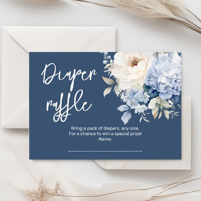 Dusty Blue and white blommigt babyduschkort Tilläggskort (Dusty blue and beige watercolor peonies floral baby shower invitation, gender neutral)