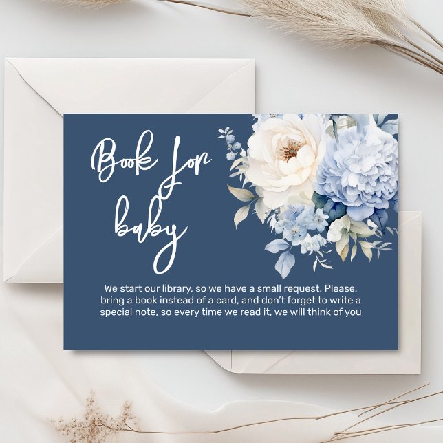 Dusty Blue and white blommigt babyduschkort Tilläggskort (Dusty blue and beige watercolor peonies floral baby shower invitation, gender neutral)