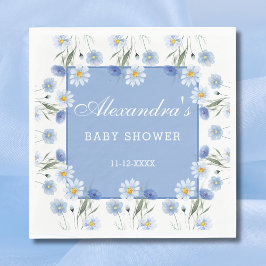 Dusty Blue and White Blommigt Boho Baby Shower Pappersservett