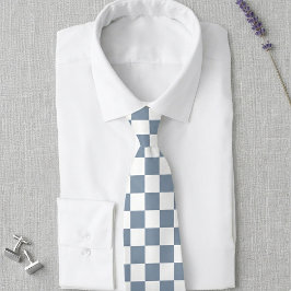 Dusty Blue and White Checkerboard Wedding Tie Slips
