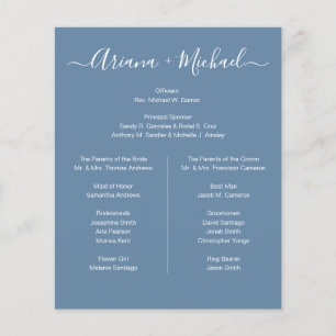 Dusty Blue and White elegant Simple brudens sida Flygblad