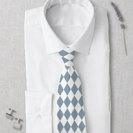 Dusty Blue and White Harlequin Diamond Tie Slips