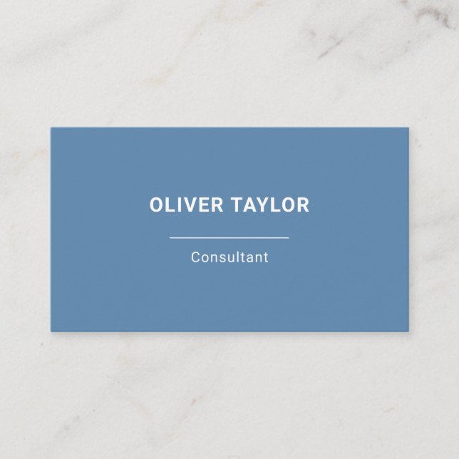 Dusty Blue and White Minimalist Custom Name Text Visitkort (Framsida)