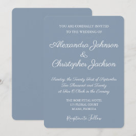 Dusty Blue and White Simple Wedding bjudande Inbjudningar