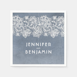 Dusty Blue and White Snöre Elegant Pappersservett