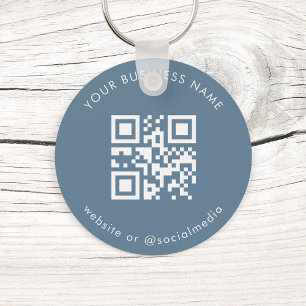 Dusty Blue Anpassningsbar Business Qr-kodsökningsk Nyckelring
