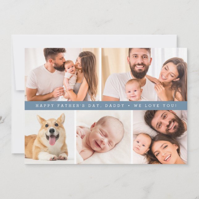 Dusty blue Anpassningsbar Photo Lycklig Fars dag D Julkort (Framsida)