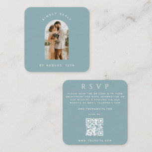 Dusty Blue Arch Photo QR Code-Bröllop OSA Tilläggskort