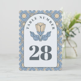 Dusty Blue Art Nouveau Wedding Table Number Card Inbjudningar