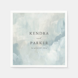 Dusty Blue Artistic Abstrakt Brushstrokes Bröllop Pappersservett