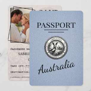 Dusty Blue Australia Passport Save Date Spara Datumet