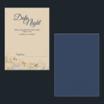 Dusty Blue Autumn Boho Date Night Adapter Rådkort<br><div class="desc">Detta Dusty Blue Autumn Boho bröllop nattavrådningskort kombinerar ett antika vibe med ett utseende av trobohemisk vildblomma. Eleganten,  neutralt beige vilda blommor ovanpå den dammiga blåa,  marinbakgrunden,  med dess klassiska kalligrafitypografi,  möjliggör ett formellt tema,  men vild och blommigt,  vintage stil giftermål firande.</div>