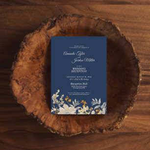 Dusty Blue Autumn Boho Wedding Reception Inbjudningar