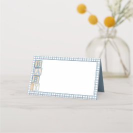 Dusty Blue Baby Blocks Blank Food Labels &  Placeringskort