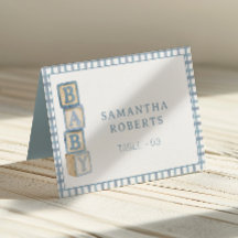 Dusty Blue Baby Blocks Redigerbara Tältkort