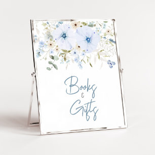 Dusty Blue Baby Bloom Baby Shower Bokar och presen Poster
