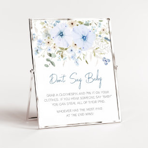 Dusty Blue Baby Bloom Baby Shower Säg inte Baby Poster