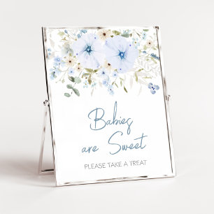 Dusty Blue Baby Bloom Baby Shower Spädbarn är Swee Poster