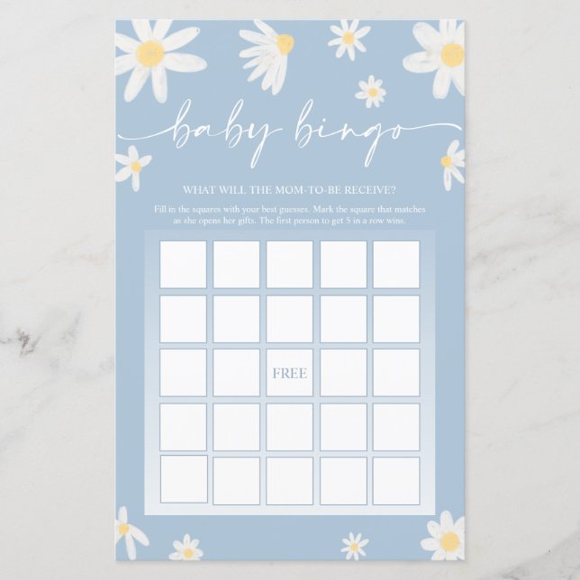 Dusty Blue Baby Shower Bingo Game (Framsida)