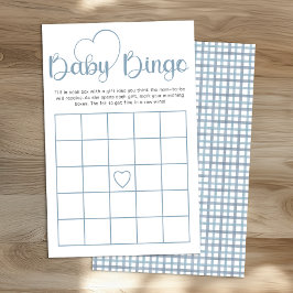 Dusty Blue Baby Shower Bingo Game Card Flygblad