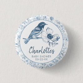Dusty Blue Baby Shower Button Favor Chinoiserie Knapp