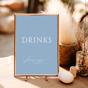 Dusty Blue Baby Shower Drinks-skylt Poster