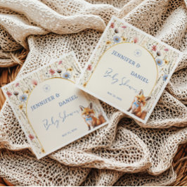 Dusty Blue Baby Shower för våtskog Pappersservett