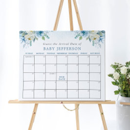 Dusty Blue Baby Shower Gissa förfallodatumkalender Poster