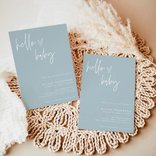 Dusty Blue Baby Shower Inbjudan Boy Shower Inbju