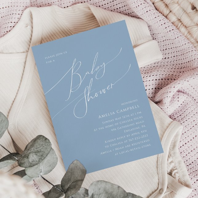 Dusty Blue Baby Shower-inbjudan Inbjudningar (Skapare uppladdad)