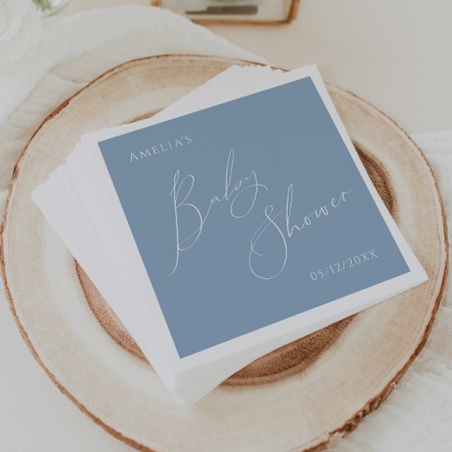 Dusty Blue Baby Shower Napkins Pappersservett (Skapare uppladdad)