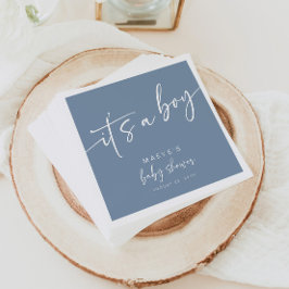 Dusty Blue Baby Shower Papper Napkins Modern Boy Pappersservett