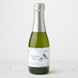 Dusty Blue Baby Shower Sparkling Vin etikett