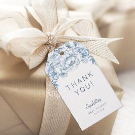 Dusty Blue Baby Shower Tacksamhetsmärken – Elegant Presentetikett