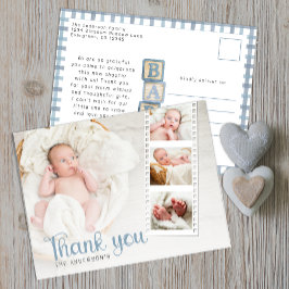 Dusty Blue Baby Shower Thank You Photo Postcard Vykort