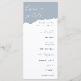 Dusty Blue Bachlorette Menu Italian Meny