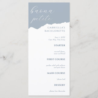 Dusty Blue Bachlorette Menu Italian Meny