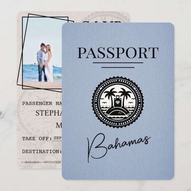 Dusty Blue Bahamas Passport Spara datum Datumet (Fram/baksida)