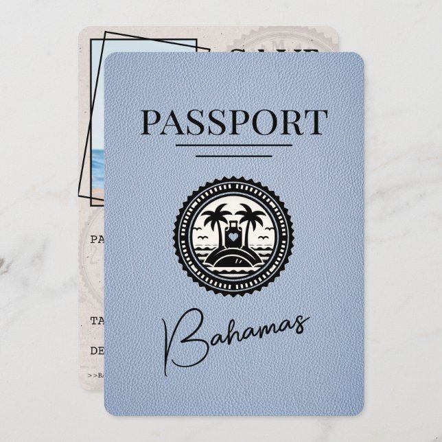 Dusty Blue Bahamas Passport Spara datum Spara Datumet (Fram/baksida)