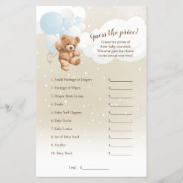 Dusty Blue Balloon Nalle Gissa Prist spel Flygblad