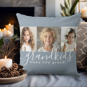 Dusty Blue Barnbarn make Life Grand Photo Collage Kudde